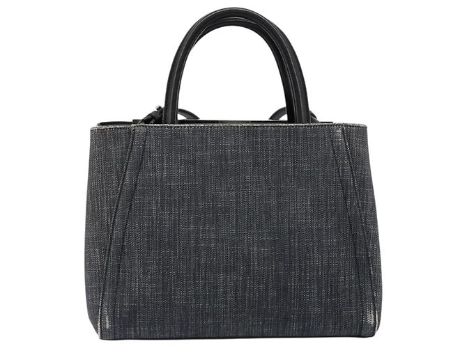 Borsa FENDI 2 JOURS Denim 2way Blu Argento Auth ka4513 - vista 2