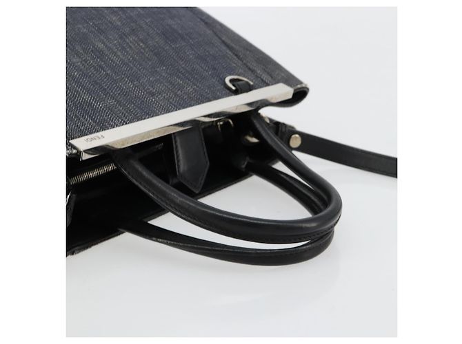 Borsa FENDI 2 JOURS Denim 2way Blu Argento Auth ka4513 - vista 7