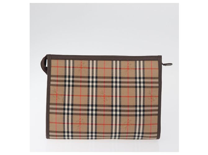 Clutch Burberrys Nova Check in tela Set Beige Auth 180194 - vista 3