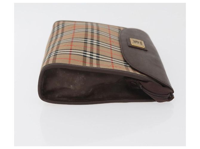 Clutch Burberrys Nova Check in tela Set Beige Auth 180194 - vista 4