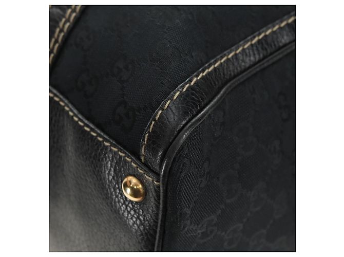 Borsa GUCCI GG Canvas Sherry Line Histeria Nera Oro 186232 Auth 181412V Nero D'oro - vista 15