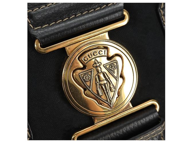 Borsa GUCCI GG Canvas Sherry Line Histeria Nera Oro 186232 Auth 181412V Nero D'oro - vista 18