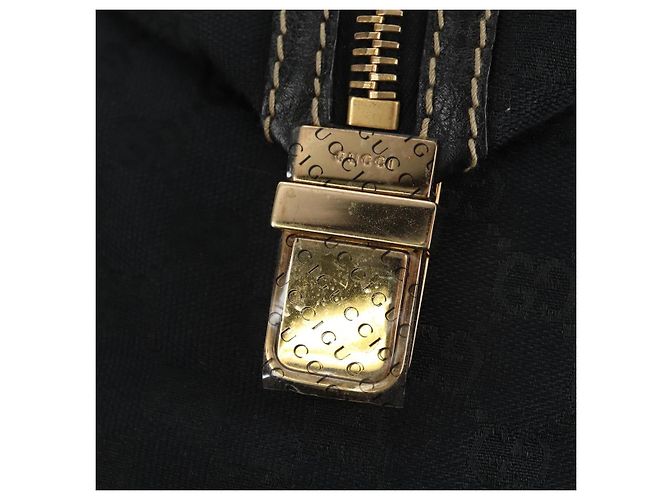 Borsa GUCCI GG Canvas Sherry Line Histeria Nera Oro 186232 Auth 181412V Nero D'oro - vista 19