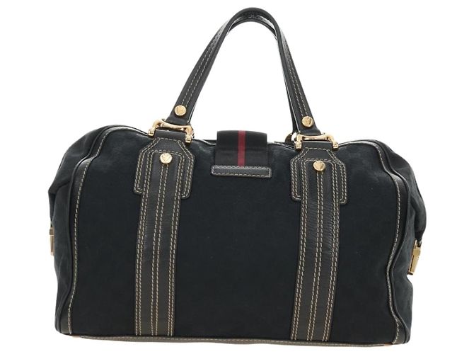 Borsa GUCCI GG Canvas Sherry Line Histeria Nera Oro 186232 Auth 181412V Nero D'oro - vista 2