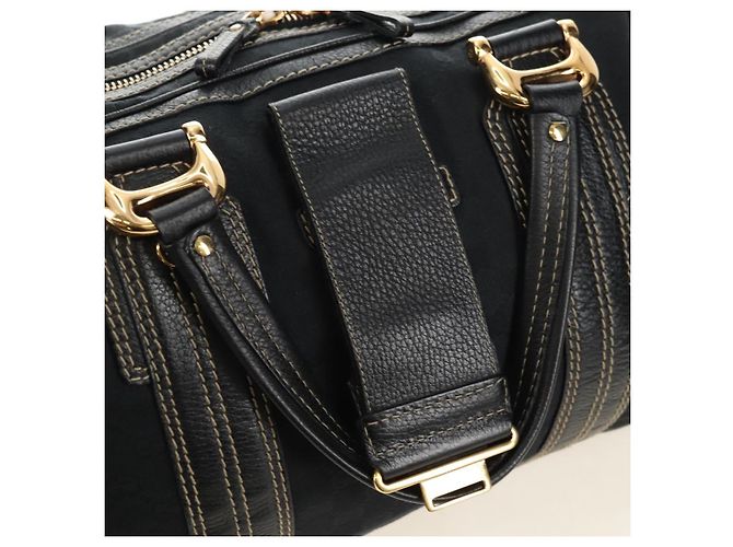 Borsa GUCCI GG Canvas Sherry Line Histeria Nera Oro 186232 Auth 181412V Nero D'oro - vista 22