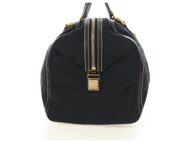 Borsa GUCCI GG Canvas Sherry Line Histeria Nera Oro 186232 Auth 181412V Nero D'oro - vista 3