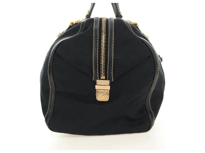 Borsa GUCCI GG Canvas Sherry Line Histeria Nera Oro 186232 Auth 181412V Nero D'oro - vista 4