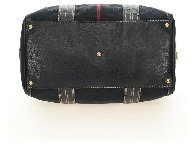 Borsa GUCCI GG Canvas Sherry Line Histeria Nera Oro 186232 Auth 181412V Nero D'oro - vista 5