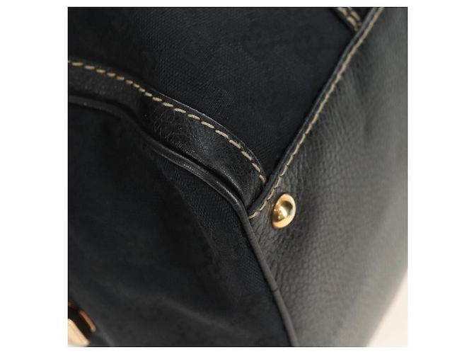 Borsa GUCCI GG Canvas Sherry Line Histeria Nera Oro 186232 Auth 181412V Nero D'oro - vista 8