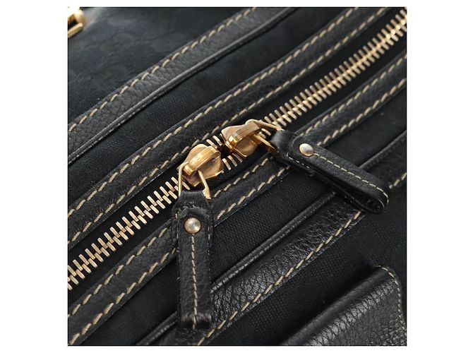 Borsa GUCCI GG Canvas Sherry Line Histeria Nera Oro 186232 Auth 181412V Nero D'oro - vista 9