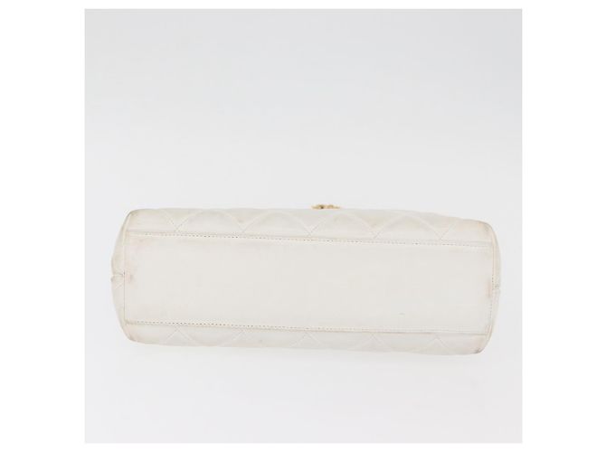 CHANEL Borsa a Spalla Matelasse con Catena in Pelle di Agnello Bianco Oro CC Auth 181776V D'oro - vista 5