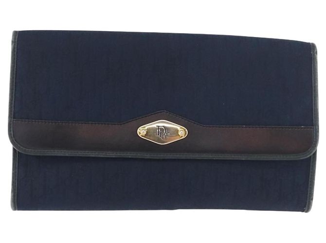 Borsa a tracolla con catena in tela Christian Dior Trotter Navy Gold Auth bs35406 D'oro Blu navy - vista 13