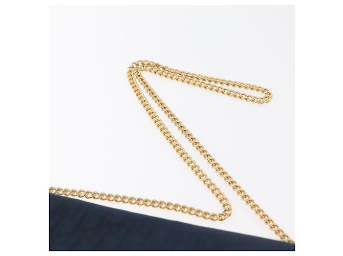 Borsa a tracolla con catena in tela Christian Dior Trotter Navy Gold Auth bs35406 D'oro Blu navy - vista 14