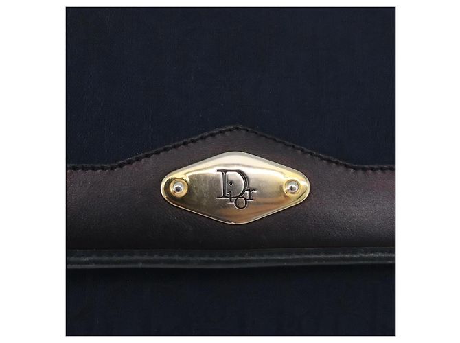 Borsa a tracolla con catena in tela Christian Dior Trotter Navy Gold Auth bs35406 D'oro Blu navy - vista 18