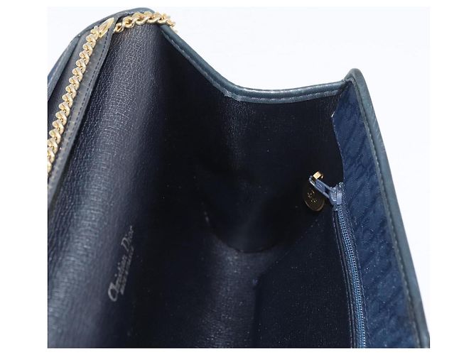 Borsa a tracolla con catena in tela Christian Dior Trotter Navy Gold Auth bs35406 D'oro Blu navy - vista 20
