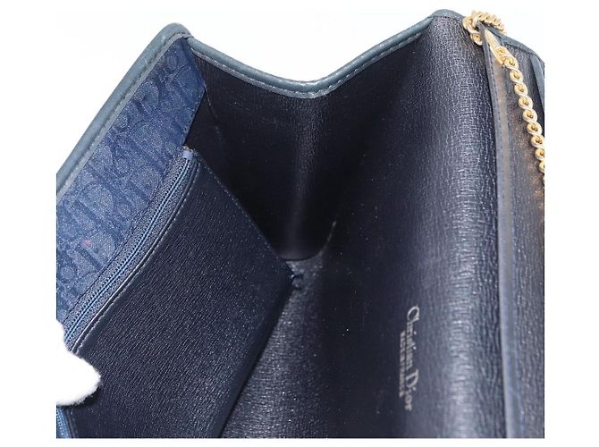 Borsa a tracolla con catena in tela Christian Dior Trotter Navy Gold Auth bs35406 D'oro Blu navy - vista 21