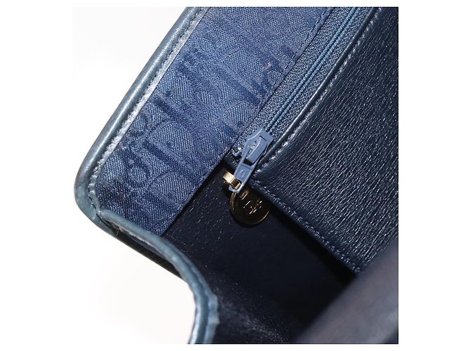 Borsa a tracolla con catena in tela Christian Dior Trotter Navy Gold Auth bs35406 D'oro Blu navy - vista 22