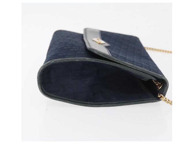 Borsa a tracolla con catena in tela Christian Dior Trotter Navy Gold Auth bs35406 D'oro Blu navy - vista 3