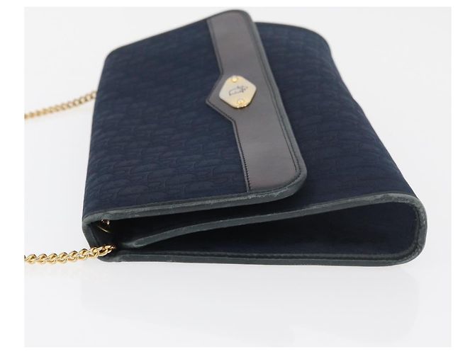 Borsa a tracolla con catena in tela Christian Dior Trotter Navy Gold Auth bs35406 D'oro Blu navy - vista 4