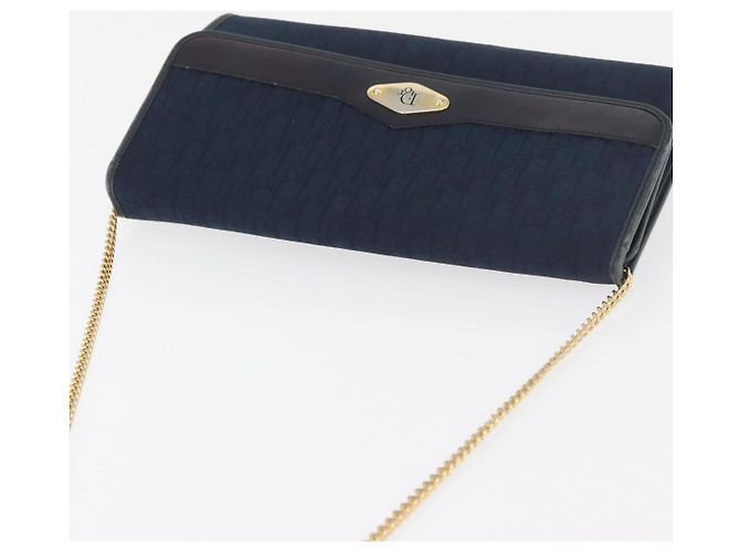 Borsa a tracolla con catena in tela Christian Dior Trotter Navy Gold Auth bs35406 D'oro Blu navy - vista 6
