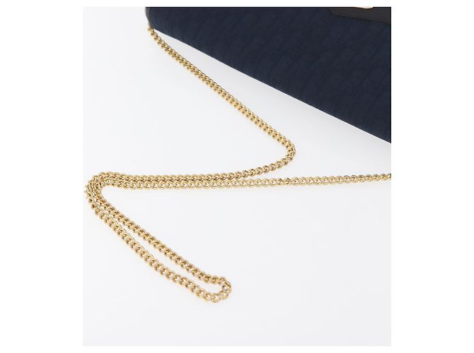 Borsa a tracolla con catena in tela Christian Dior Trotter Navy Gold Auth bs35406 D'oro Blu navy - vista 7