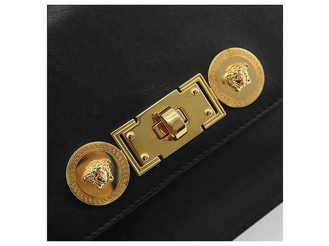 Borsa a Spalla con Catena VERSACE in Pelle Nera e Oro Auth BA13207 Nero D'oro - vista 17