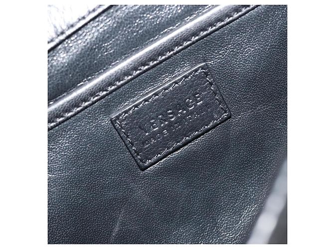 Borsa a Spalla con Catena VERSACE in Pelle Nera e Oro Auth BA13207 Nero D'oro - vista 18