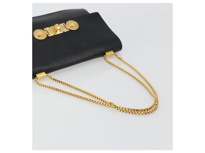 Borsa a Spalla con Catena VERSACE in Pelle Nera e Oro Auth BA13207 Nero D'oro - vista 7