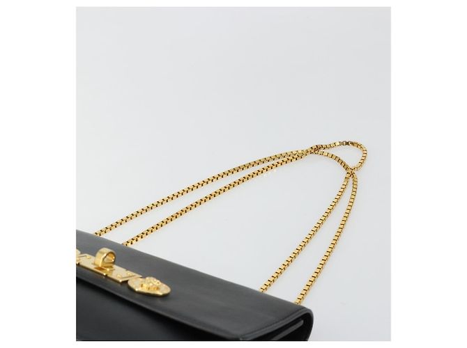Borsa a Spalla con Catena VERSACE in Pelle Nera e Oro Auth BA13207 Nero D'oro - vista 8