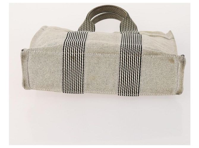 Hermès Borsa Fourre Tout HERMES Cotton 4 Set White Black Red Auth 176443 Nero Bianco Rosso - vista 12