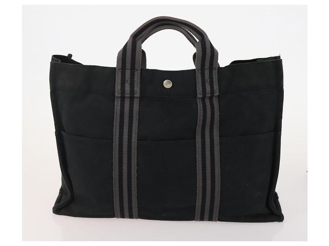 Hermès Borsa Fourre Tout HERMES Cotton 4 Set White Black Red Auth 176443 Nero Bianco Rosso - vista 14