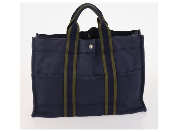 Hermès Borsa Fourre Tout HERMES Cotton 4 Set White Black Red Auth 176443 Nero Bianco Rosso - vista 20