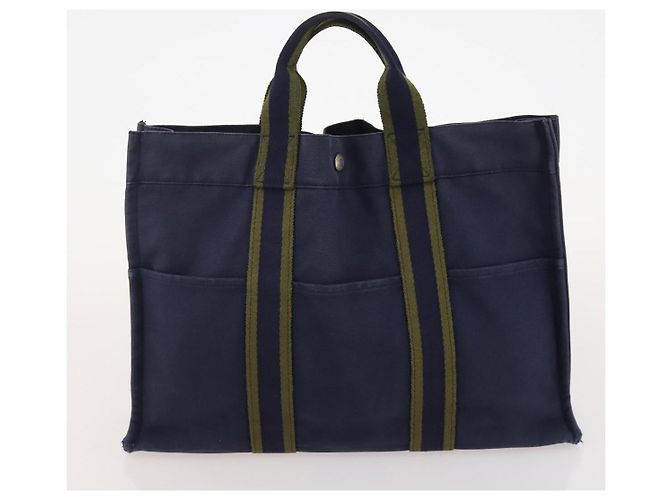 Hermès Borsa Fourre Tout HERMES Cotton 4 Set White Black Red Auth 176443 Nero Bianco Rosso - vista 21