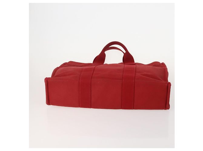 Hermès Borsa Fourre Tout HERMES Cotton 4 Set White Black Red Auth 176443 Nero Bianco Rosso - vista 6