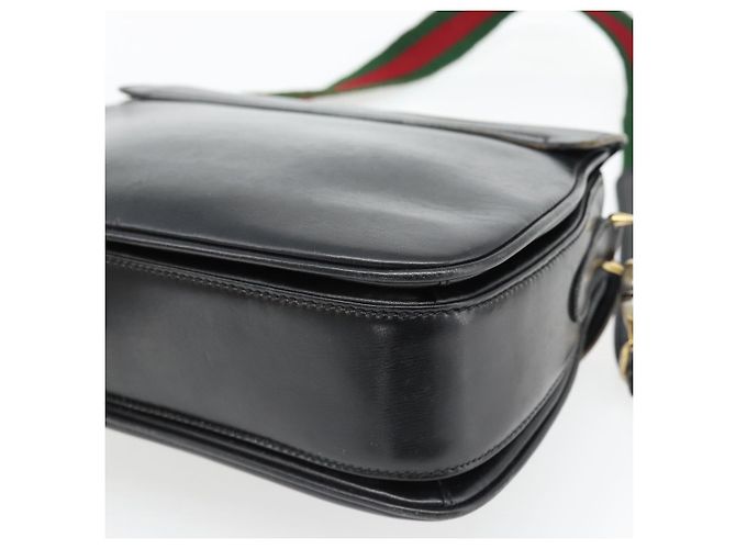 Borsa a Spalla GUCCI Web Sherry Line Pelle Nero Oro Rosso Auth 182780A D'oro - vista 15