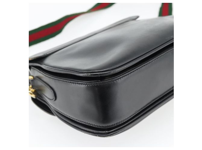 Borsa a Spalla GUCCI Web Sherry Line Pelle Nero Oro Rosso Auth 182780A D'oro - vista 16