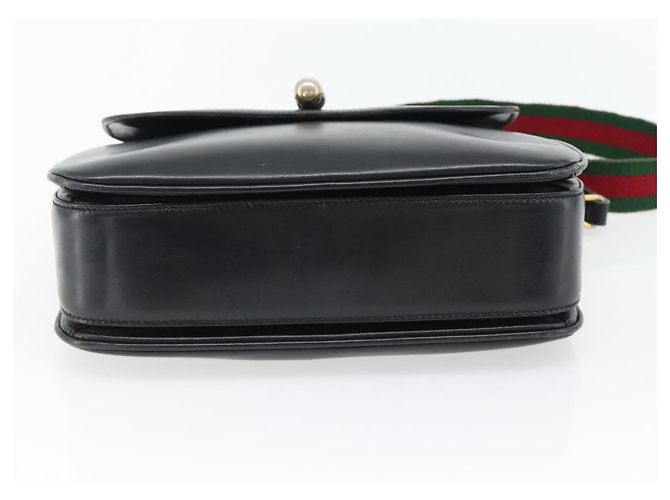 Borsa a Spalla GUCCI Web Sherry Line Pelle Nero Oro Rosso Auth 182780A D'oro - vista 5