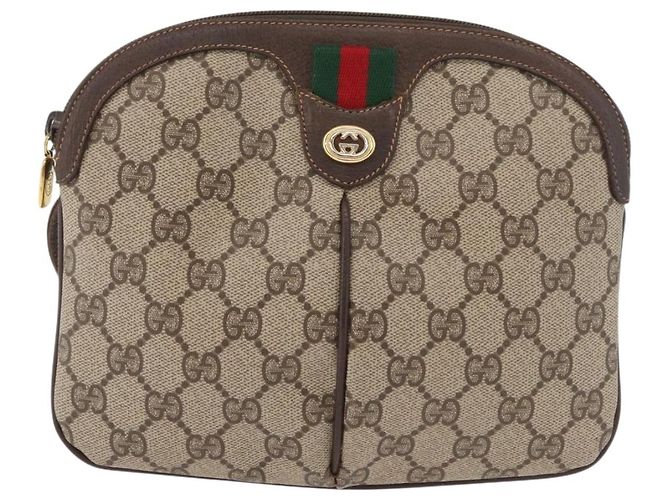 Borsa GUCCI GG Supreme Web Sherry Line PVC Beige Oro 904 02 047 Auth 182470 D'oro - vista 13