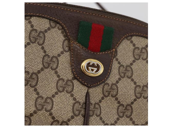 Borsa GUCCI GG Supreme Web Sherry Line PVC Beige Oro 904 02 047 Auth 182470 D'oro - vista 18