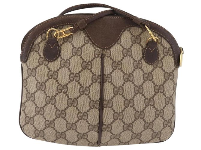 Borsa GUCCI GG Supreme Web Sherry Line PVC Beige Oro 904 02 047 Auth 182470 D'oro - vista 2