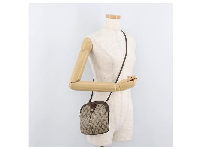 Borsa GUCCI GG Supreme Web Sherry Line PVC Beige Oro 904 02 047 Auth 182470 D'oro - vista 22