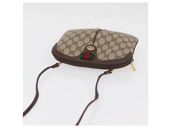 Borsa GUCCI GG Supreme Web Sherry Line PVC Beige Oro 904 02 047 Auth 182470 D'oro - vista 6