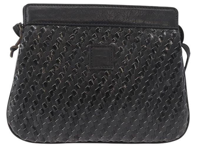 FENDI Schultertasche aus Leder Schwarz Gold Authentisch 182453 Golden - Ansicht 13