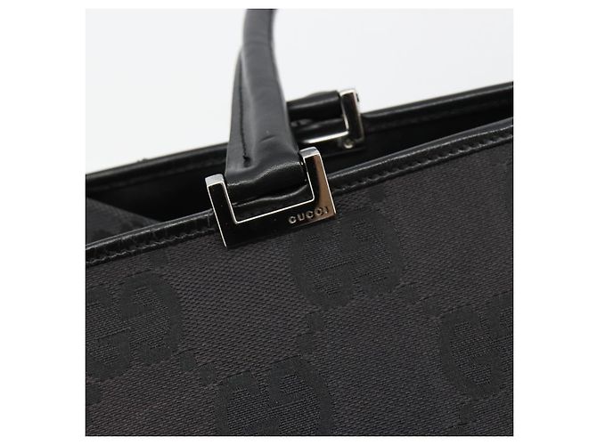 Borsa Tote GUCCI GG Canvas Nera Argento 002 1064 3444 Auth 182085A Nero - vista 10