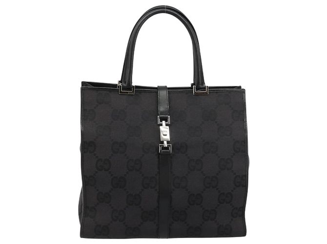 Borsa Tote GUCCI GG Canvas Nera Argento 002 1064 3444 Auth 182085A Nero - vista 13