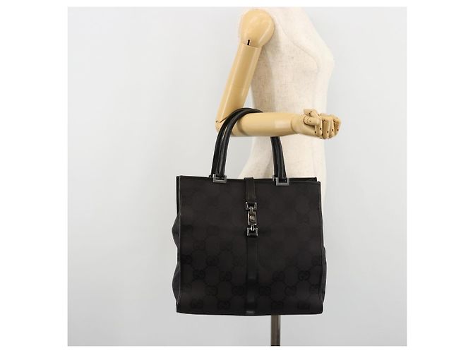 Borsa Tote GUCCI GG Canvas Nera Argento 002 1064 3444 Auth 182085A Nero - vista 23