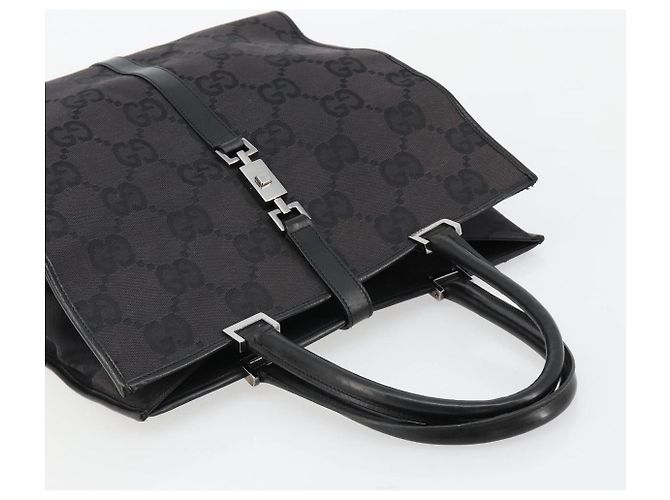 Borsa Tote GUCCI GG Canvas Nera Argento 002 1064 3444 Auth 182085A Nero - vista 6