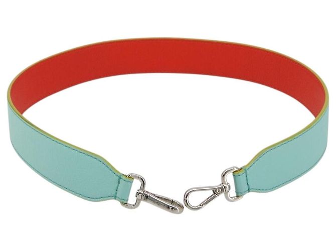 FENDI Leather Shoulder Strap 35.4"" Light Blue Silver Auth 171288V Silvery - view 2