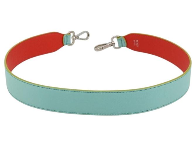 FENDI Leather Shoulder Strap 35.4"" Light Blue Silver Auth 171288V Silvery - view 3