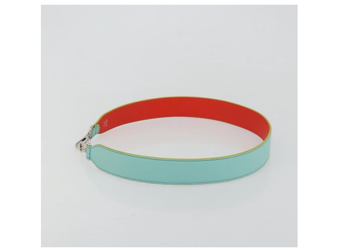 FENDI Leather Shoulder Strap 35.4"" Light Blue Silver Auth 171288V Silvery - view 4